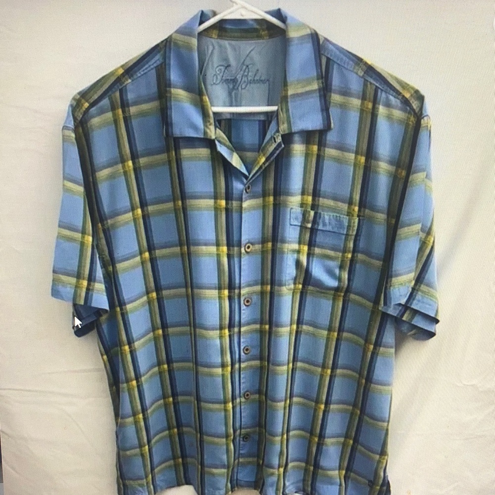 Tommy Bahama Blue and Yellow Plaid Shirt